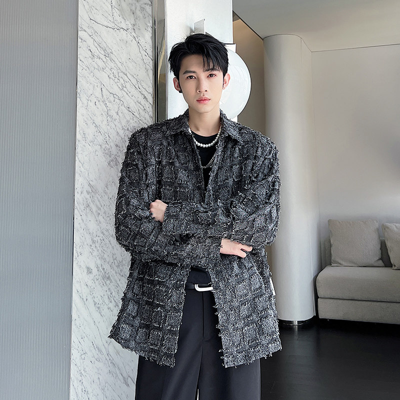 2022秋季新款小香风面料小众时尚休闲长袖衬衫上衣D792P65,男装衬衫,星座312B-1
