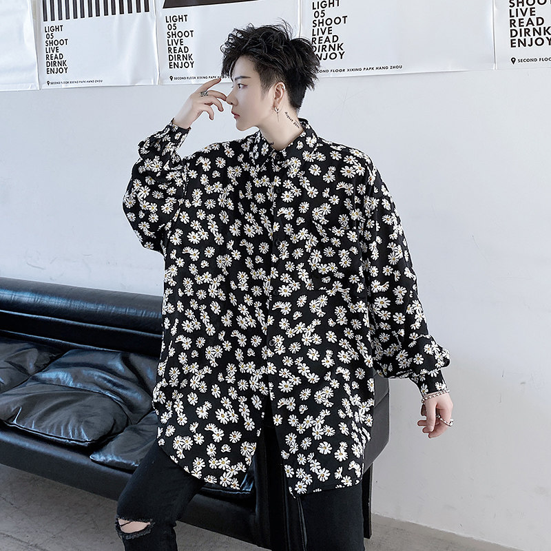 秋季男士宽松雅痞长袖衬衫情侣潮男夜店衬衣暗黑拉风衬衫D680,男装衬衫,星座312B-1