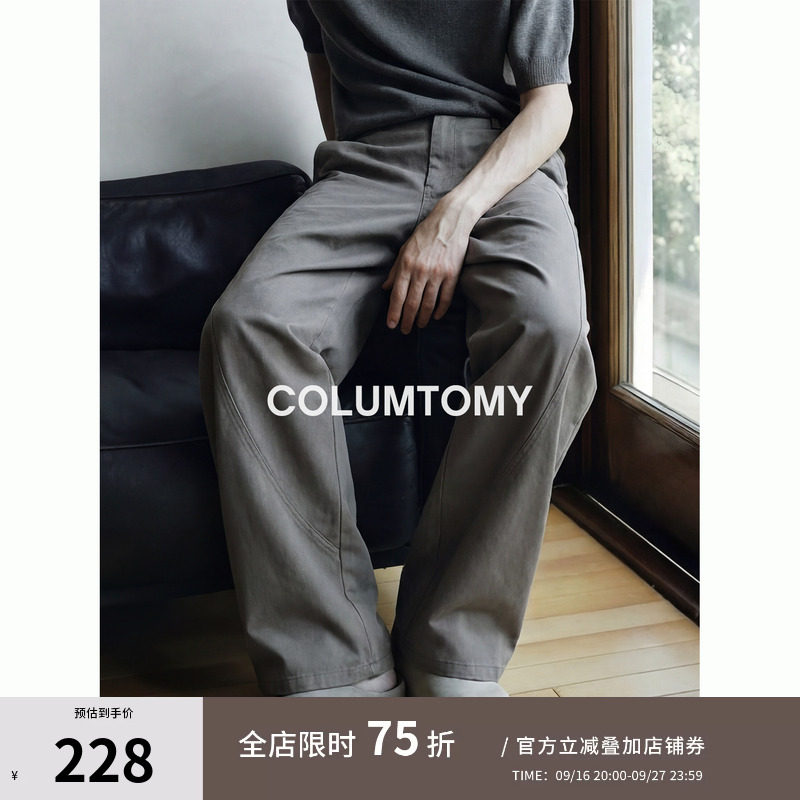 2026春夏新款Cleanfit男士休闲长裤子美式老钱风牛仔高级感阔腿裤										