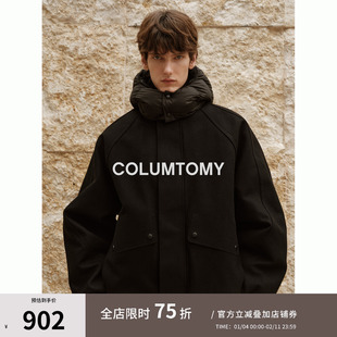 90白鸭绒连帽羽绒服2025冬季新款短款老钱风含绵羊毛男加厚外套