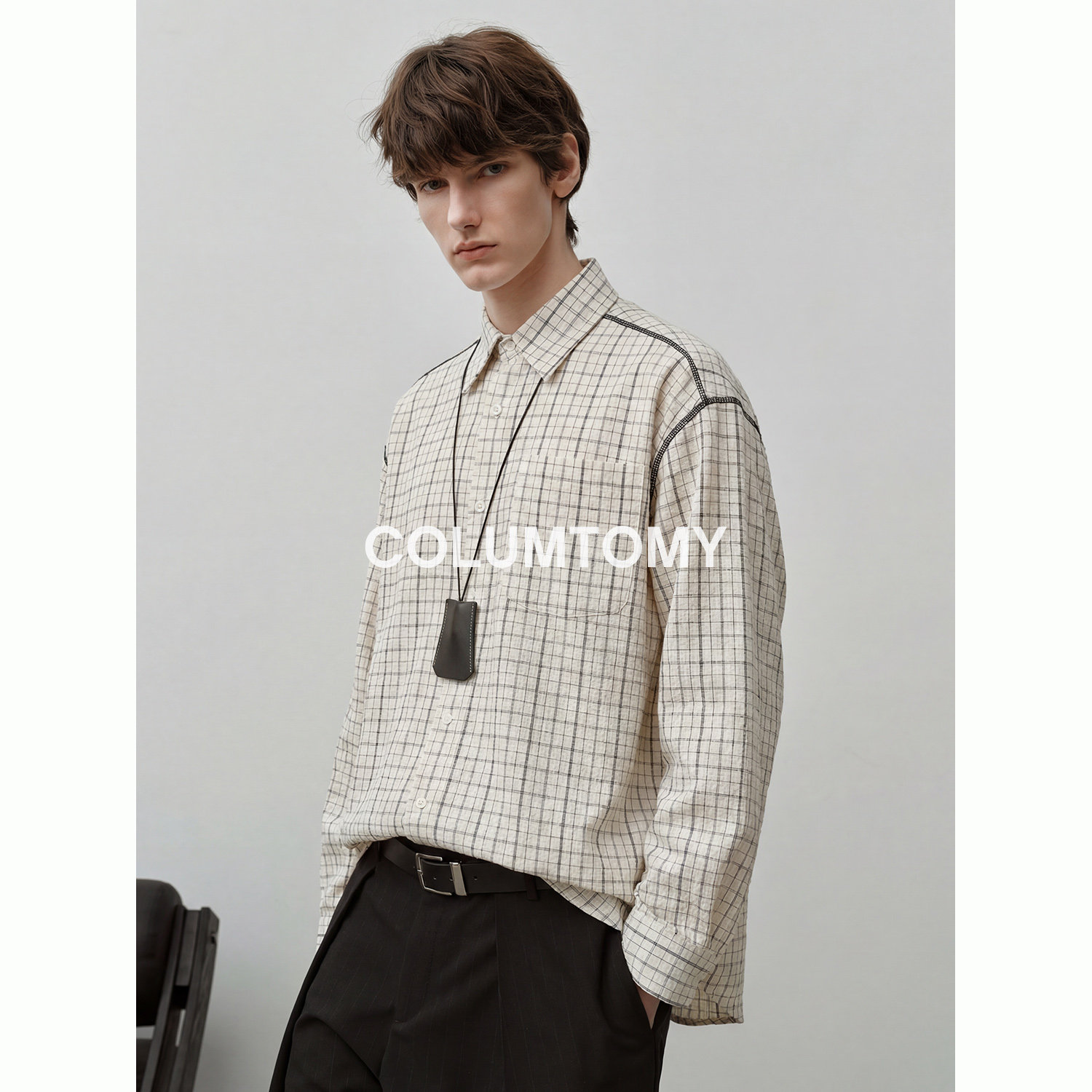 格子拼接衬衫外套2026春季新款老钱风潮牌长袖休闲上衣男士高级感