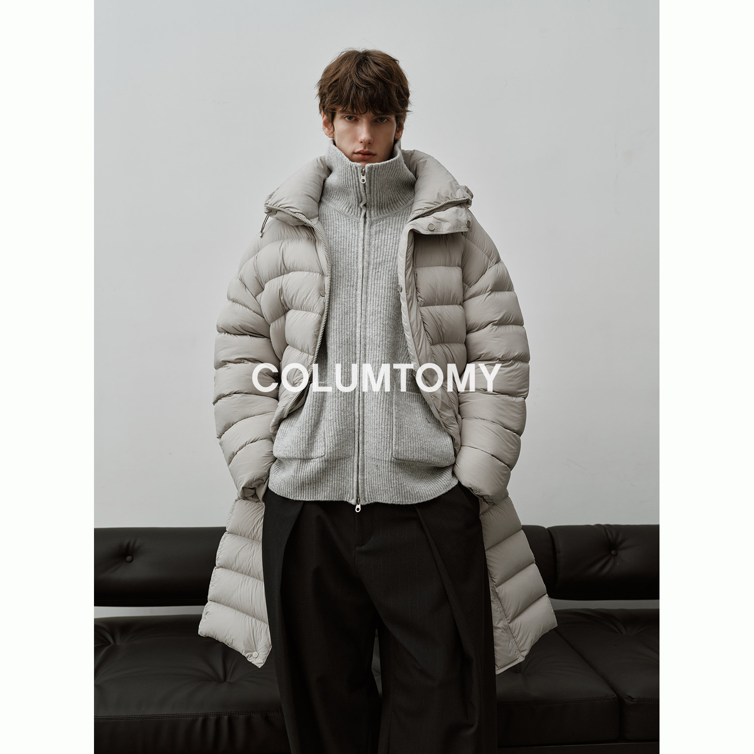 90白鹅绒连帽羽绒服2025冬季新款老钱风男中长款高级外套加厚保暖