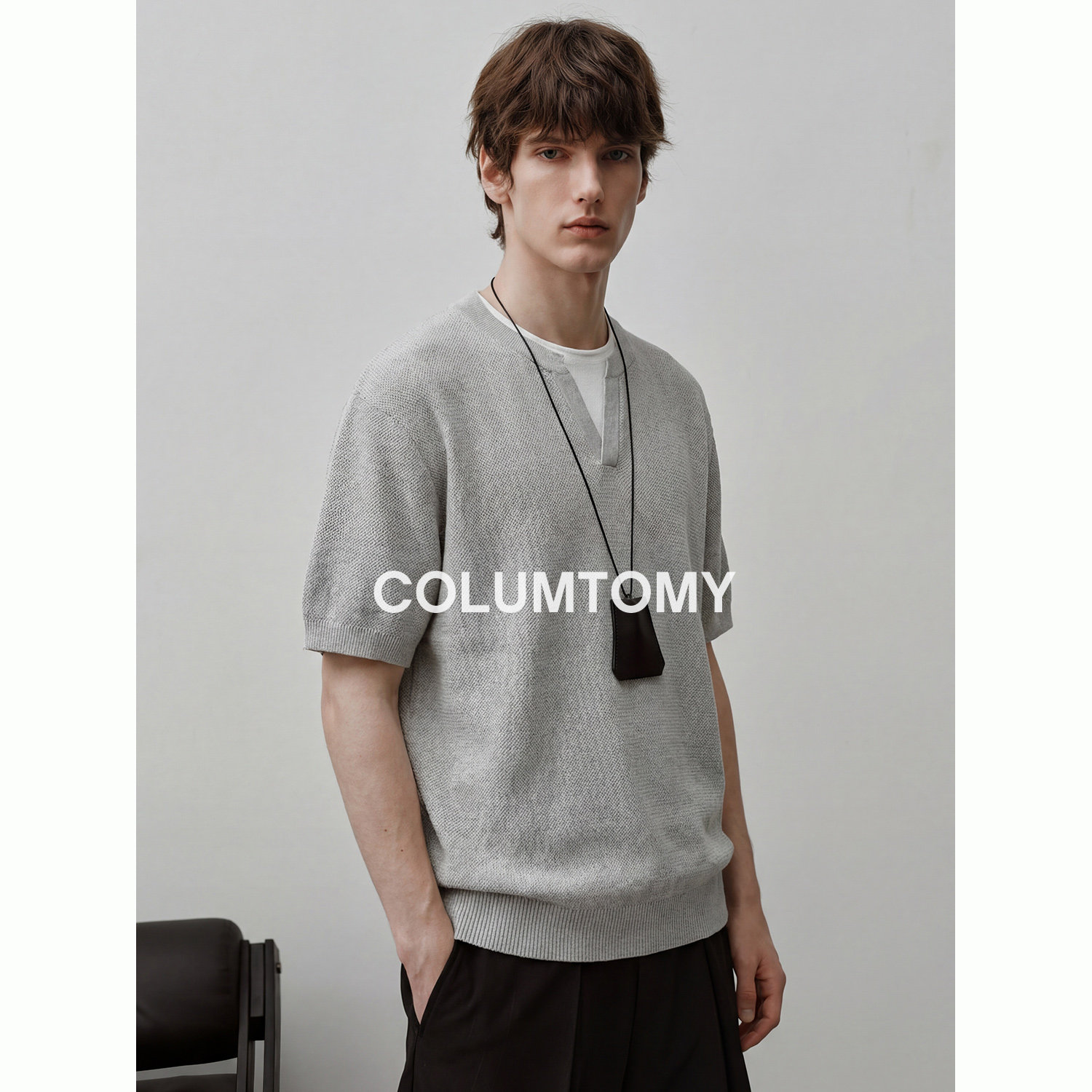 老钱风圆领短袖T恤2026夏季新款男士Cleanfit宽松百搭针织假两件