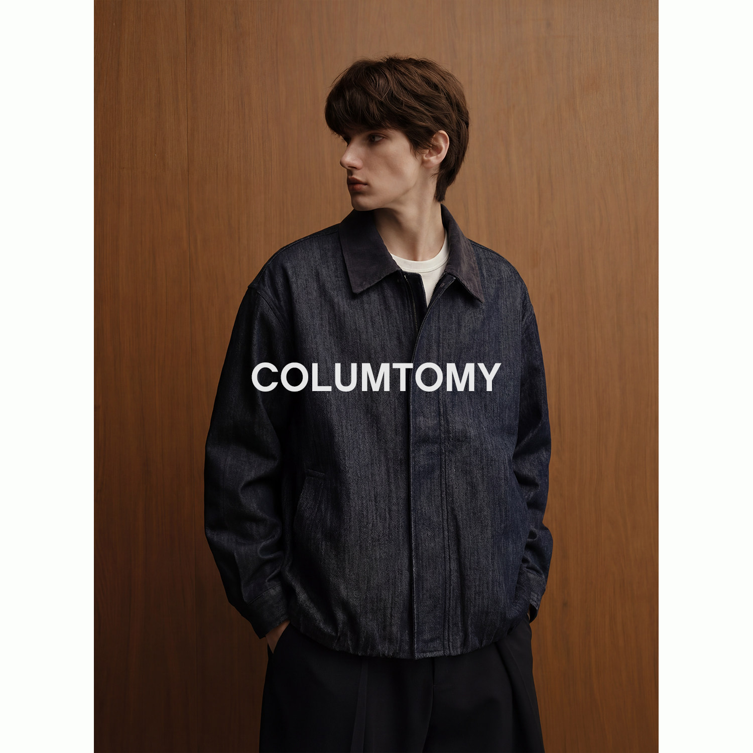 【牛仔感柔性面料】2026新款男士宽松翻领老钱风夹克美式质感外套