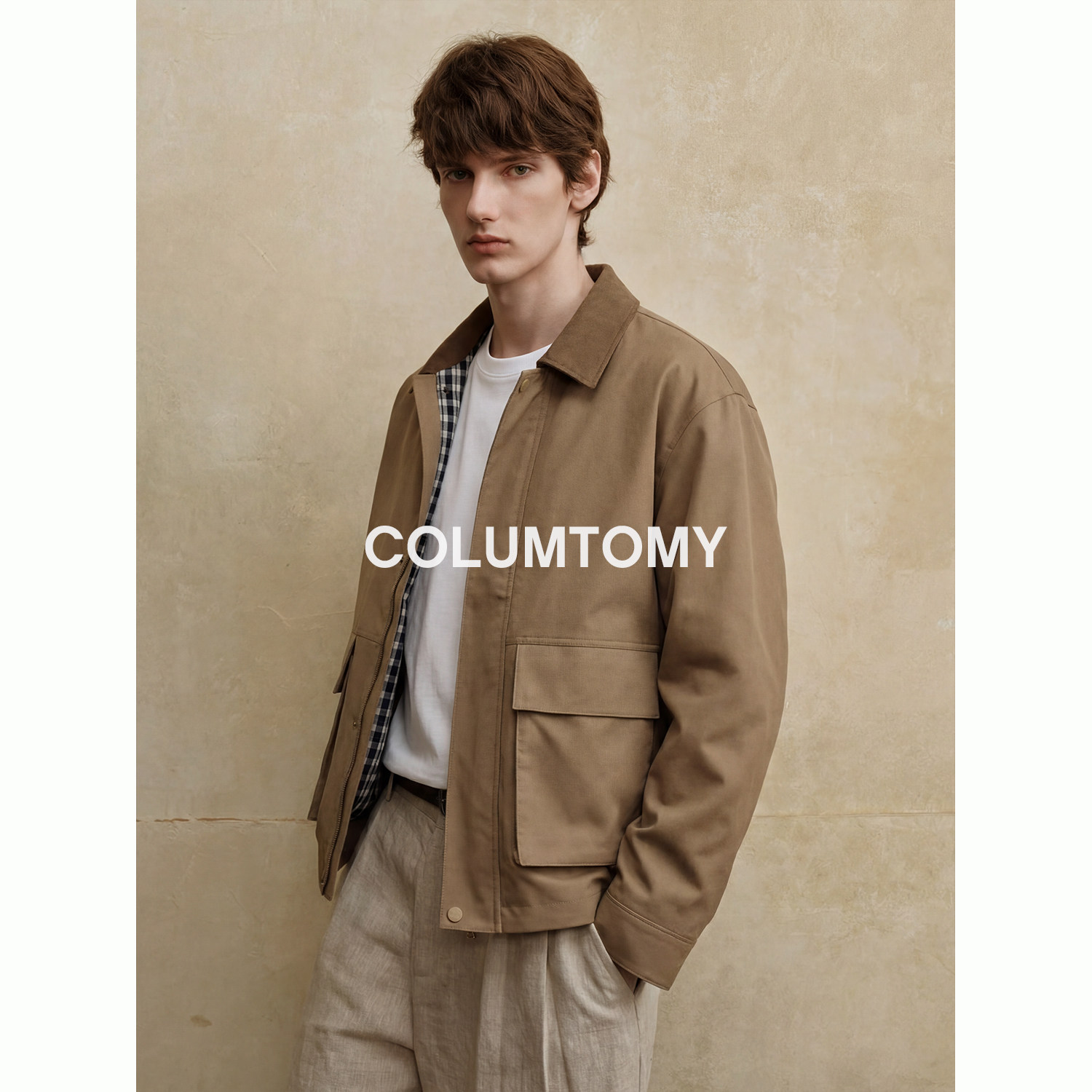 2026春秋季新款男士穿搭老钱风夹克翻领Cleanfit高级休闲巴恩外套