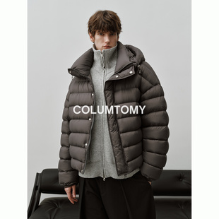 90白鹅绒连帽羽绒服2025冬季新款老钱风高级感外套加厚保暖短款男