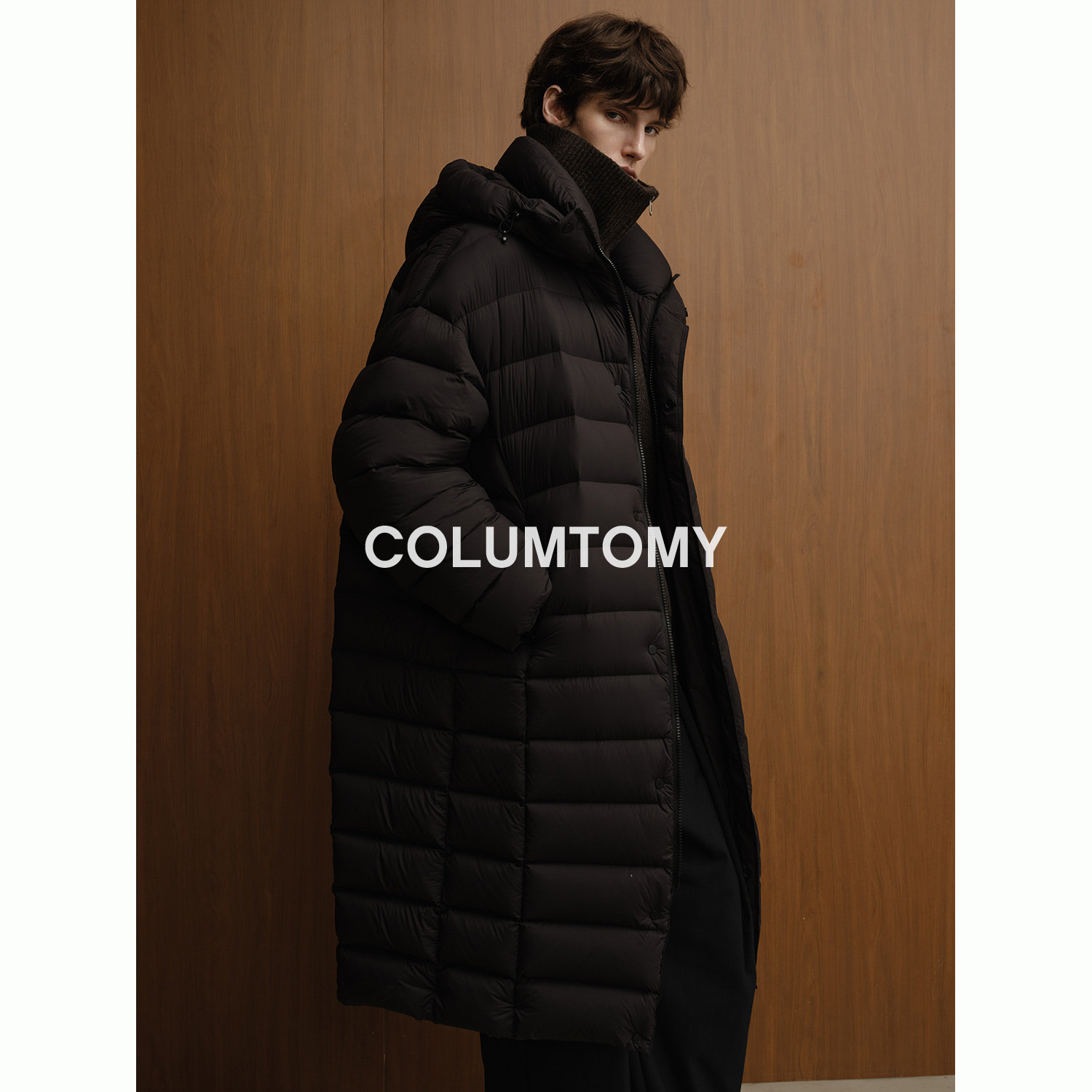 90白鹅绒连帽中长款羽绒服2025冬季新款老钱风男高级外套加厚保暖