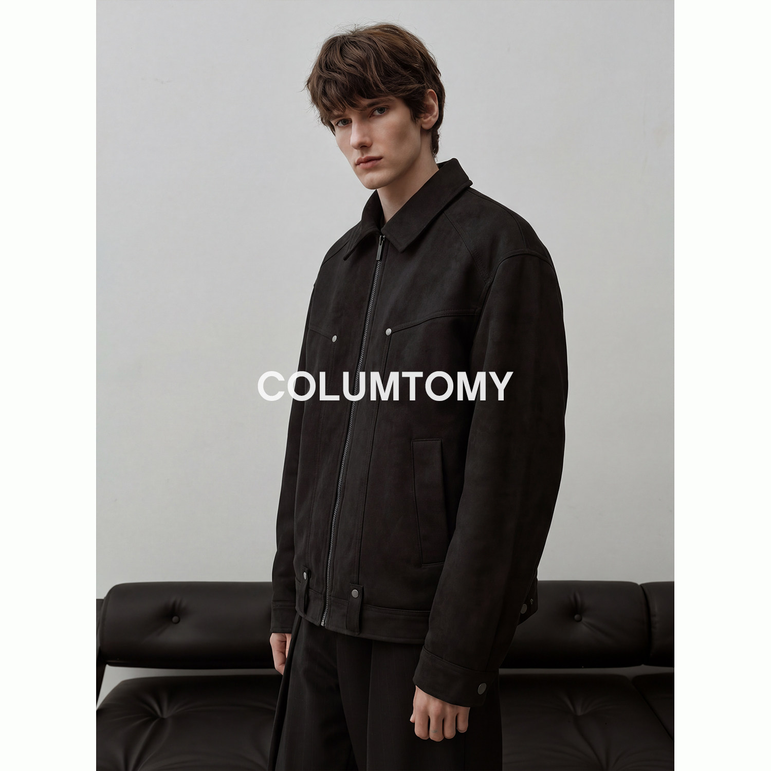 春季新款仿麂皮绒男士老钱风翻领外套Cleanfit休闲高级感痞帅夹克