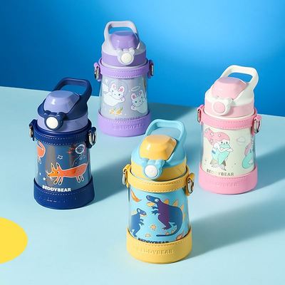 杯具保熊儿童温杯316食品级带吸管男宝宝鸭嘴杯幼儿园喝水杯水壶