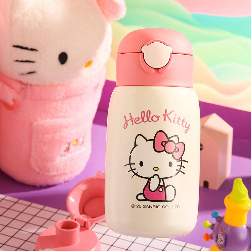杯具熊熊抱毛绒三盖儿童保温杯呆萌kitty儿水壶学生宝宝幼园水杯