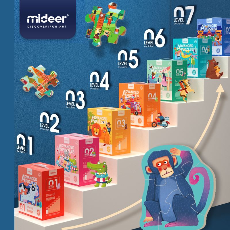 midee弥鹿儿童早教益智进阶大块拼图宝宝幼儿启蒙玩具2-r3-4-5岁