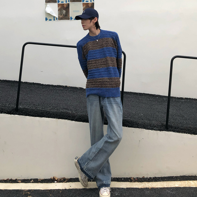 条纹韩系复古慵懒风上衣