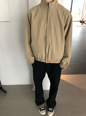 BUFANSTUDIO千鸟格纹双面穿立领夹克美式复古梭织外套上衣长袖男