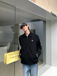 BUFANSTUDIO刺绣帆布水洗翻领夹克外套cleanfit秋季撞色小众设计