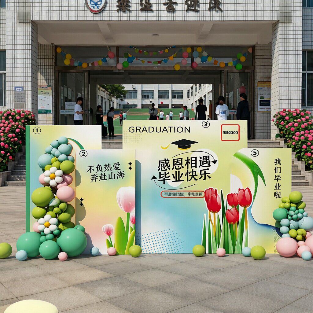 六年级毕业教室布置场景初高中纪念拍照框背景装饰道具KT板签到处