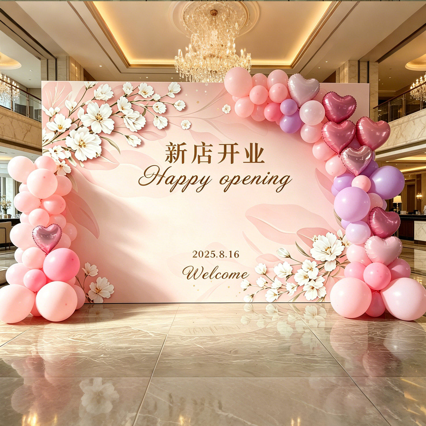 商场店铺门店周年庆活动氛围开业布置装饰服装美容店场景气球kt板