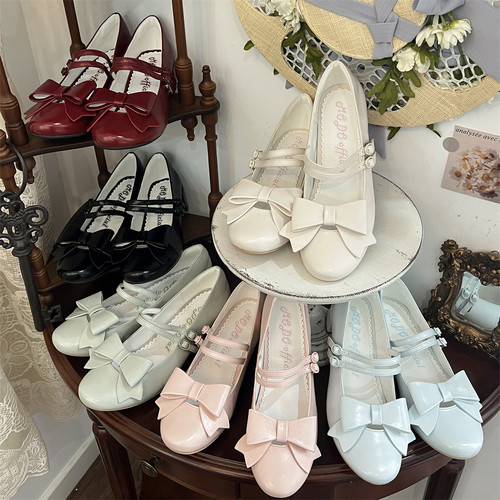 现货丨苹果糖丨摩多modo原创Lolita方头缎面单鞋