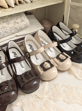 现货丨可可画框中跟丨优雅中跟Lolita鞋小圆头cla复古女鞋