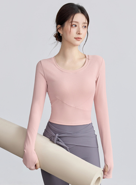 VOJ瑜伽服秋冬套装带胸垫修身打底衫显瘦长袖运动跑步上衣健身服