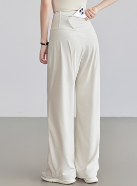 VOJ宽松运动长裤直筒垂感显瘦高腰瑜伽裤透气速干跑步训练健身裤