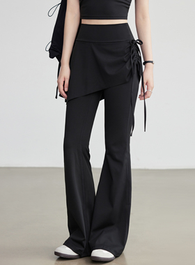 VOJ假两件微喇叭瑜伽裤高腰显瘦遮臀训练长裤提臀裙裤瑜伽健身裤