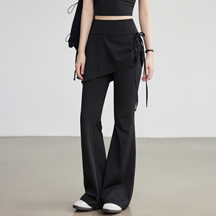 瑜伽健身裤 提臀裙裤 高腰显瘦遮臀训练长裤 VOJ假两件微喇叭瑜伽裤