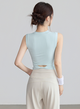 VOJ瑜伽服女螺纹运动背心防震运动内衣外穿跑步训练健身衣普拉提