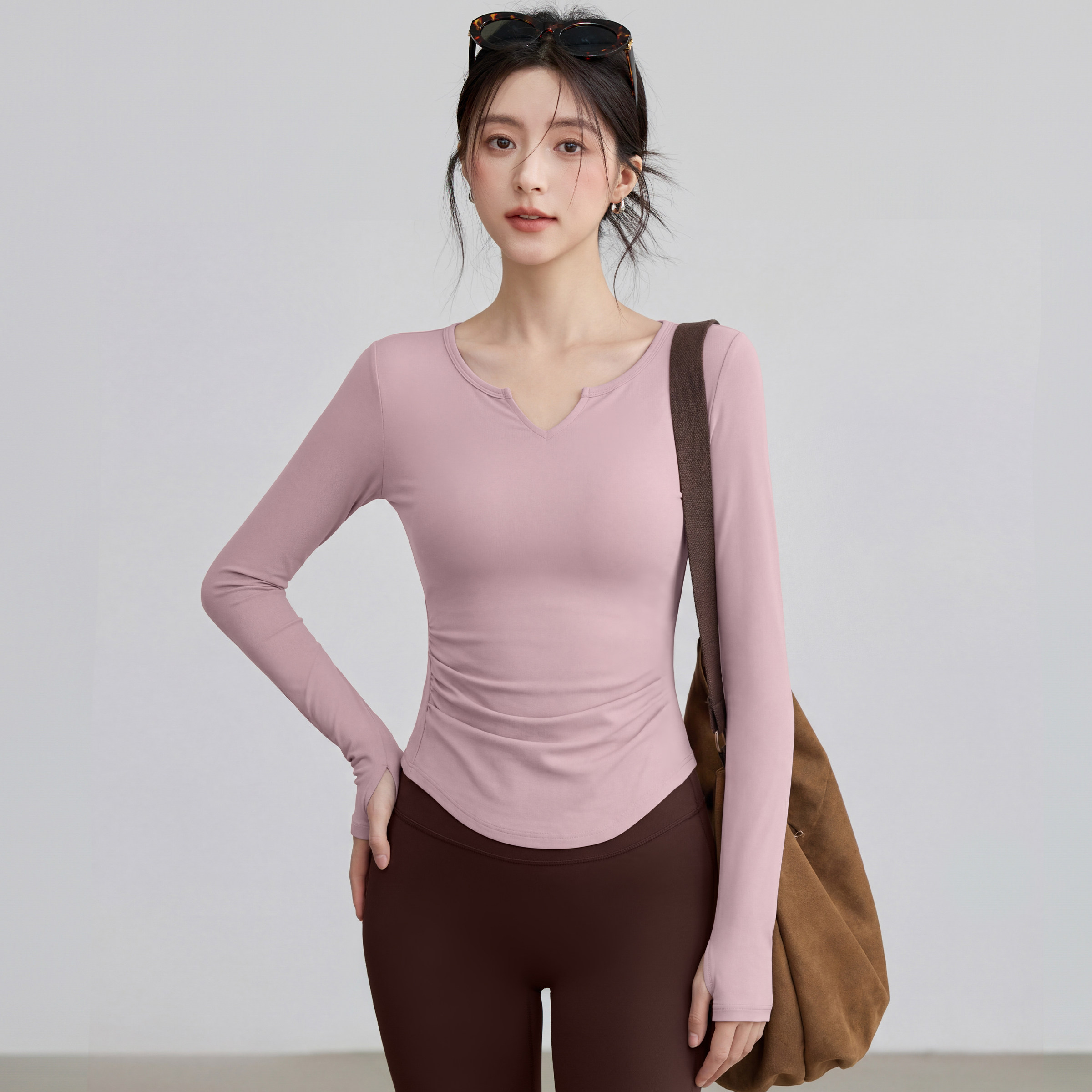 VOJ瑜伽服秋冬带胸垫跑步运动上衣显瘦修身长袖普拉提训练健身服,运动服/休闲服装,健身衣,淘宝优惠券,粉丝福利购,淘宝优惠卷