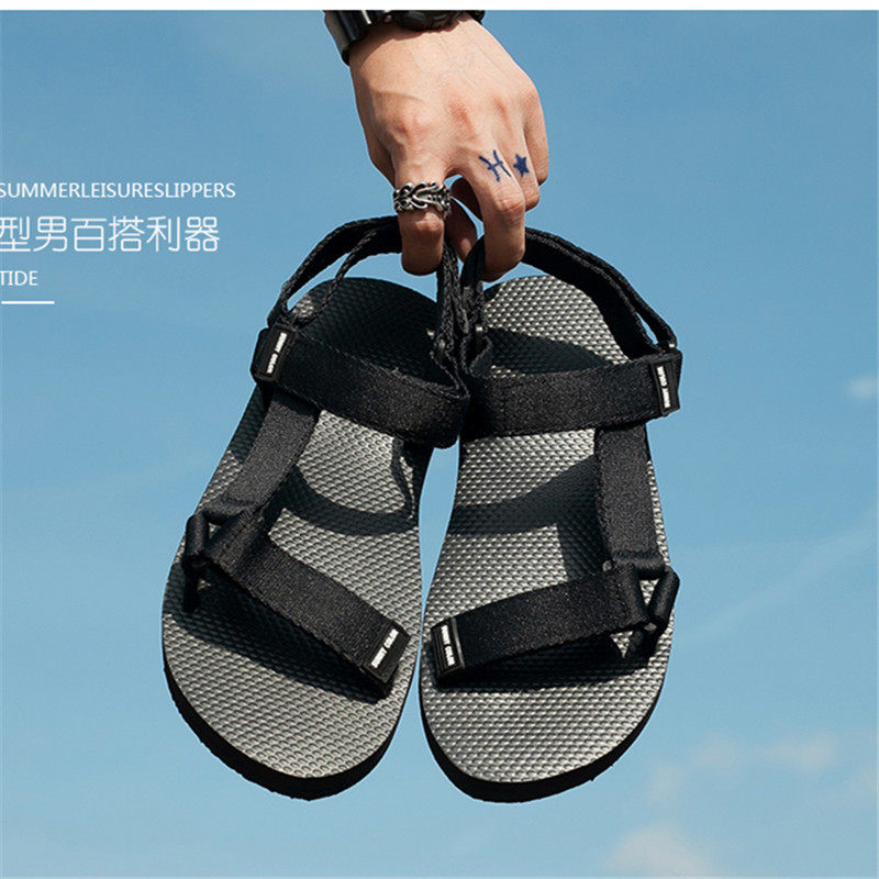 LEISURE SPORTS OUTDOOR OPEN-TOED RUBBER SANDALS MENS BEACH SHOES FASHION TIDAL STREAM WEAR-RESISTANT NON-SLIP SOLID COLOR SUMMER