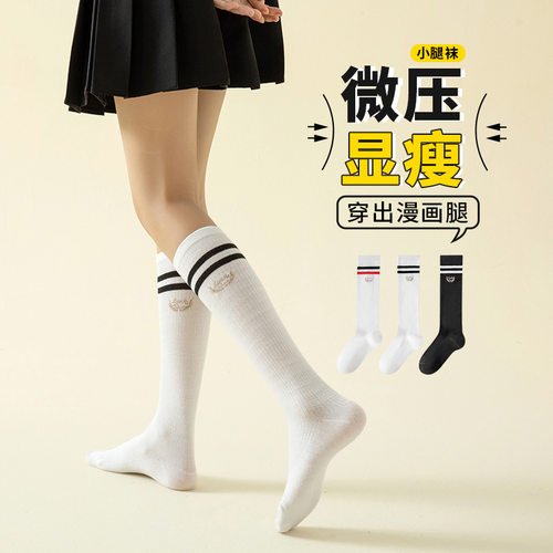 长筒袜子女中筒袜女士小腿袜高筒长袜日系学生jk刺绣女袜学院风袜