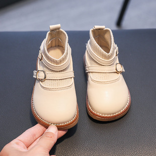 女宝宝皮鞋 1岁2 软底公主短靴女童袜靴0 冬季 3小童婴儿学步鞋 防滑