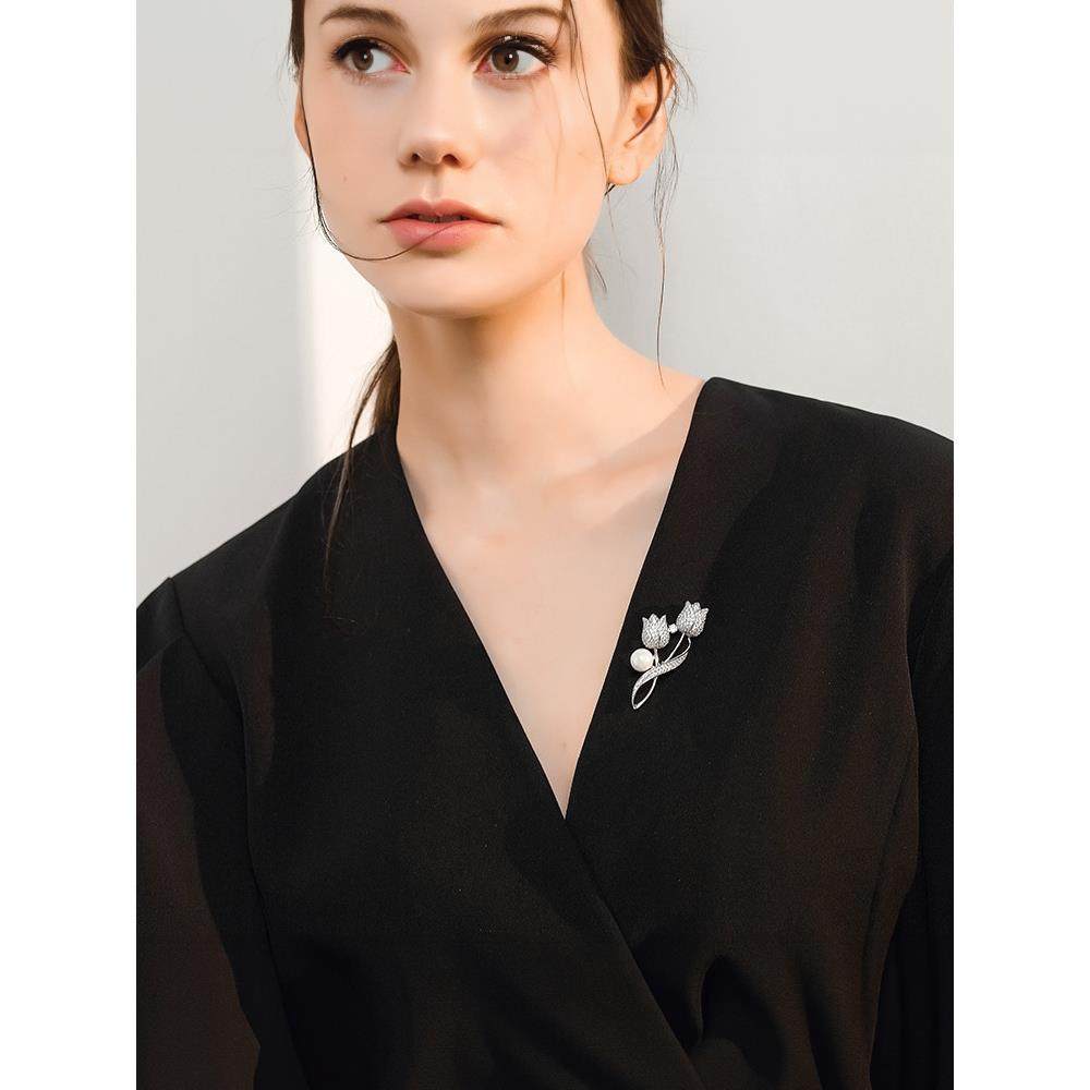 双头郁金香胸针女花朵胸花春秋大衣外套别针西装配饰2024年新款潮