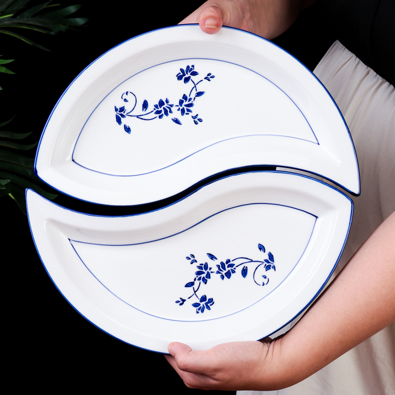 釉下彩陶瓷组合太极鱼盘一对