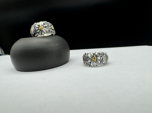 千凤银足银999复古繁花戒指