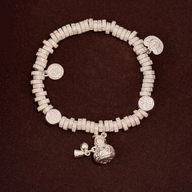 千凤银足银999葫芦纳福手工编绳