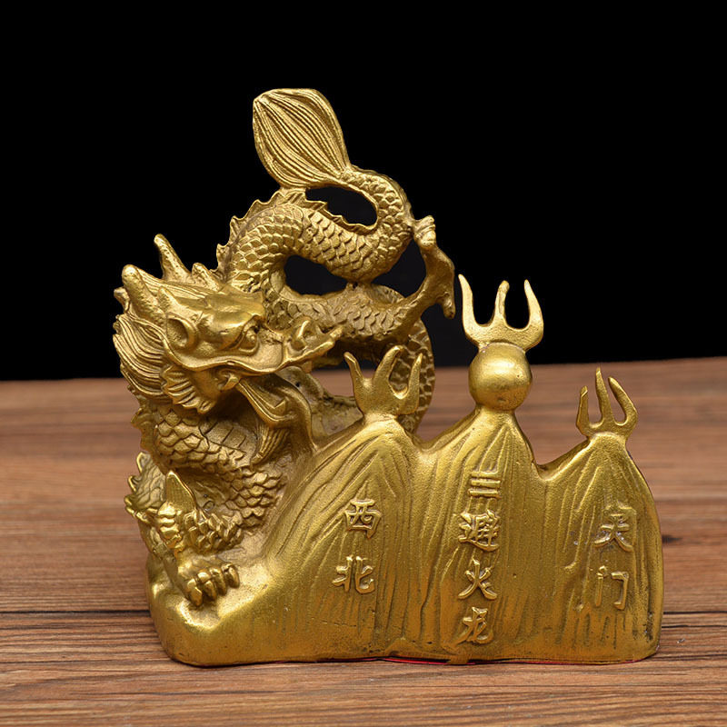 黄铜避火龙客厅厨房用品火烧天门西北角青龙铜龙摆件家居工艺品
