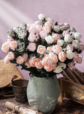 菲莉玫瑰PE仿真花厂家家居装饰婚庆手捧花路引花墙假花MW09918