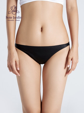 soie jardin 7#纯色/条纹真丝轻薄女士三角裤低腰亲肤桑蚕丝内裤