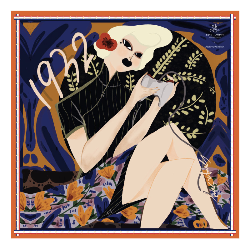 soie jardin 7#宋小宋联名(城市系列)真丝斜纹印花方丝巾手工卷边,服饰配件/皮带/帽子/围巾,围巾/丝巾/披肩,淘宝优惠券,粉丝福利购,淘宝优惠卷