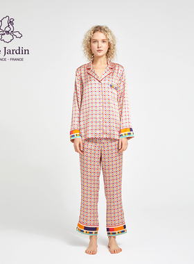 soie jardin3#LOVER女睡衣礼物长袖长裤桑蚕丝家居服睡衣真丝套装