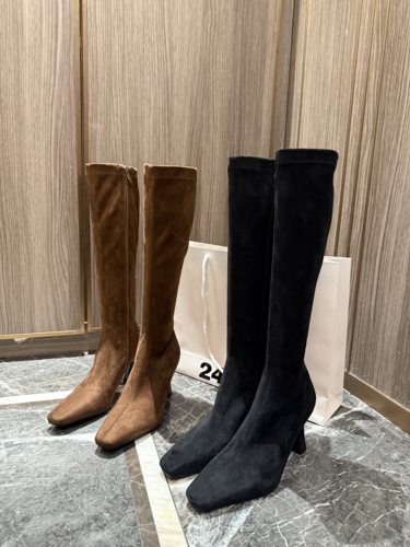 韩版简约长靴不过膝弹力靴磨砂瘦瘦靴侧拉链尖头高跟f5176-8