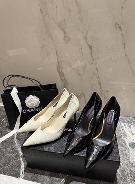 2025年春夏新款黑色性感尖头高跟鞋女细跟真皮时尚百搭单鞋