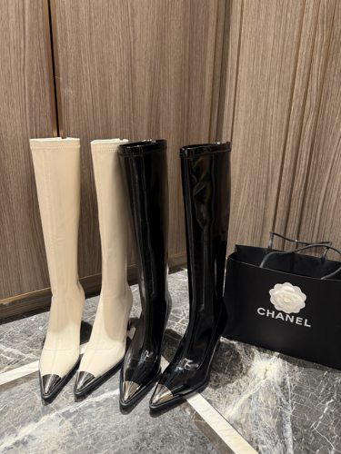 尖头后拉链高筒时装靴真皮时尚韩版防踢头御姐风长靴f5135-8