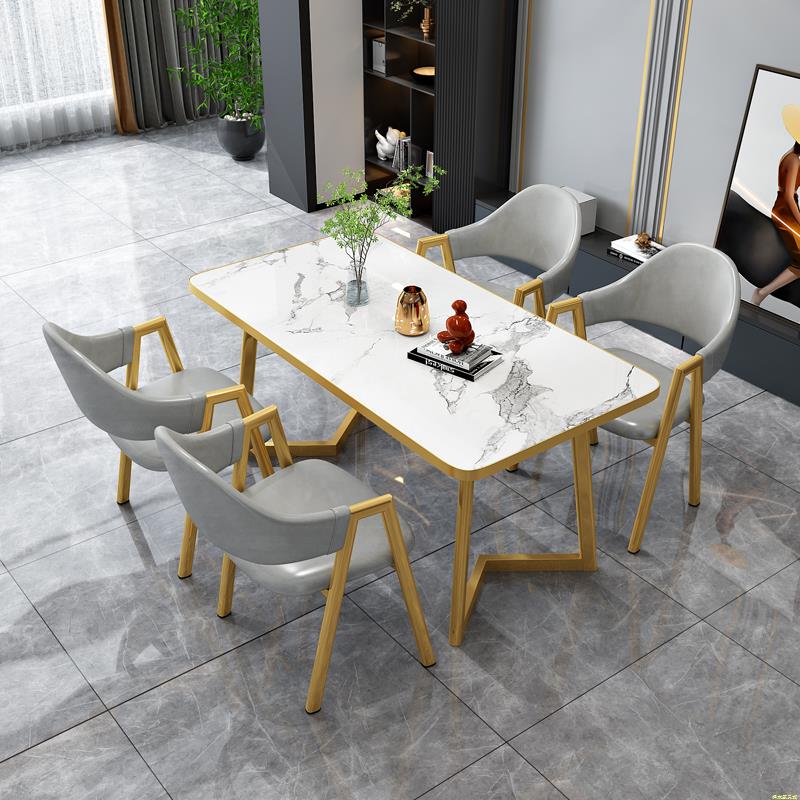 现代家用长方形餐桌子咖啡奶茶店桌椅组合简约接待休闲会议洽谈桌