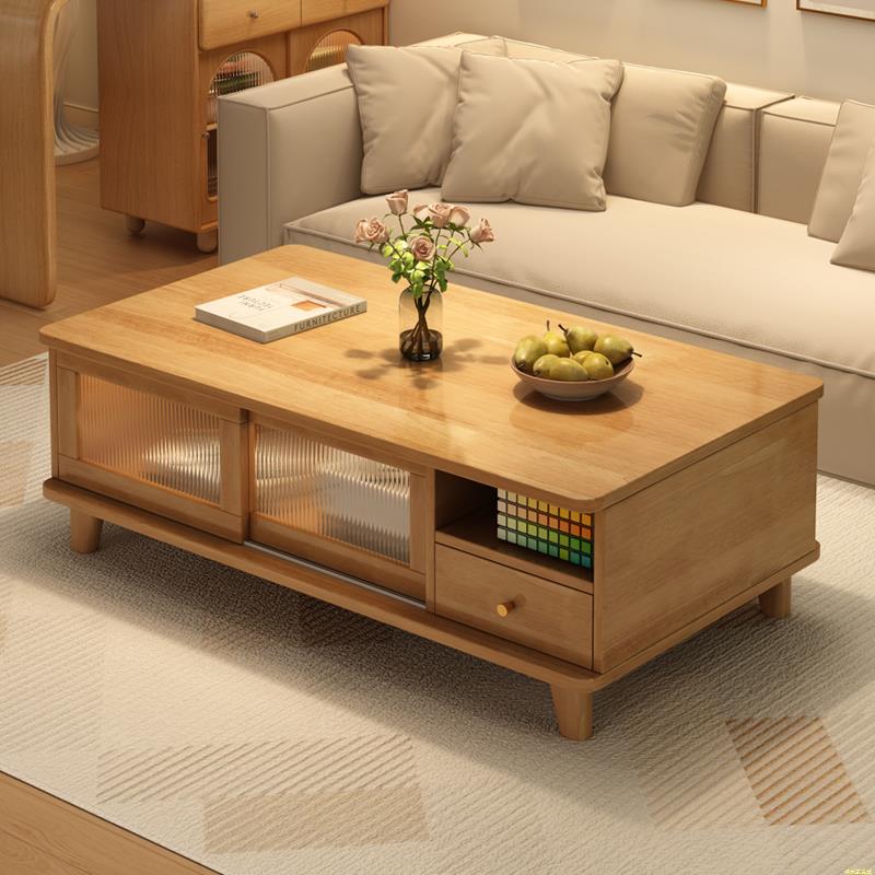 实木芯茶几客厅家用原木风新款小户型桌子现代简约沙发茶桌电视柜