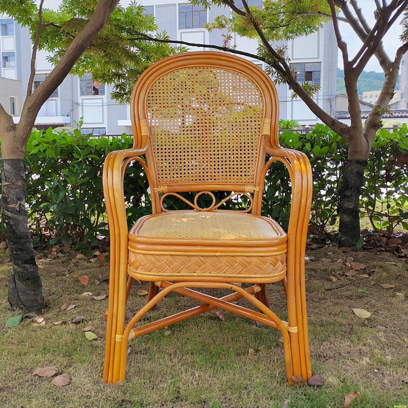 藤椅椅子天然真藤椅子老人高靠背阳台书房客厅办公麻将椅子三件套