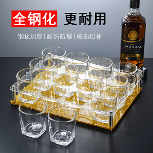 酒吧钢化啤酒杯子套装 KTV四方杯威士忌杯商用耐摔耐热玻璃杯茶杯