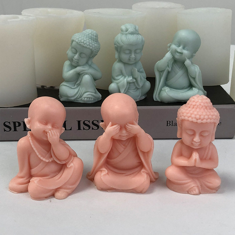 小和尚香薰石膏蜡烛硅胶模具di烘焙模具