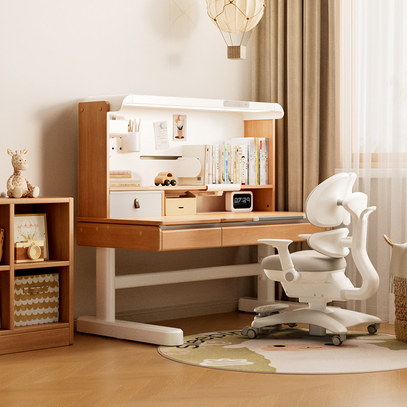 黑白调S2儿童学习桌Pro小学生书桌家用写字桌实木可升降桌椅套装