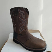 B002号 男鞋 外贸男款 牛皮钢头中长靴工作靴42码